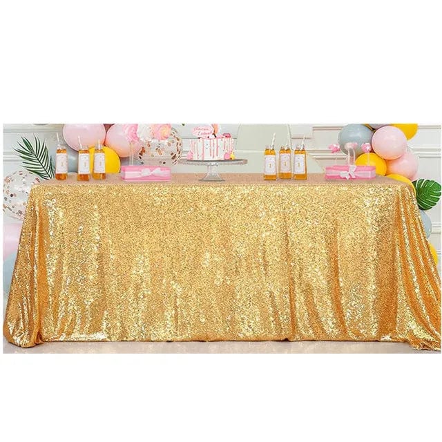  Showlu Fashion Store S75 Gold / 108inch X 50inch Gold Sequin Tablecloth 108x50 Inch-Rectangle Table Cover Overlay for Wedding Baby Birthday Cake Table Holiday Banquet Decoration