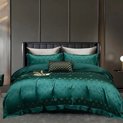 SHOWLU FASHION STORE Saierweiya-Green / 200x230cm 4pcs High End Mulberry S i l k Jacquard Bedding Set  4-piece Duvet Cover Set 200*230CM 220*240CM Flat Sheet Bedding