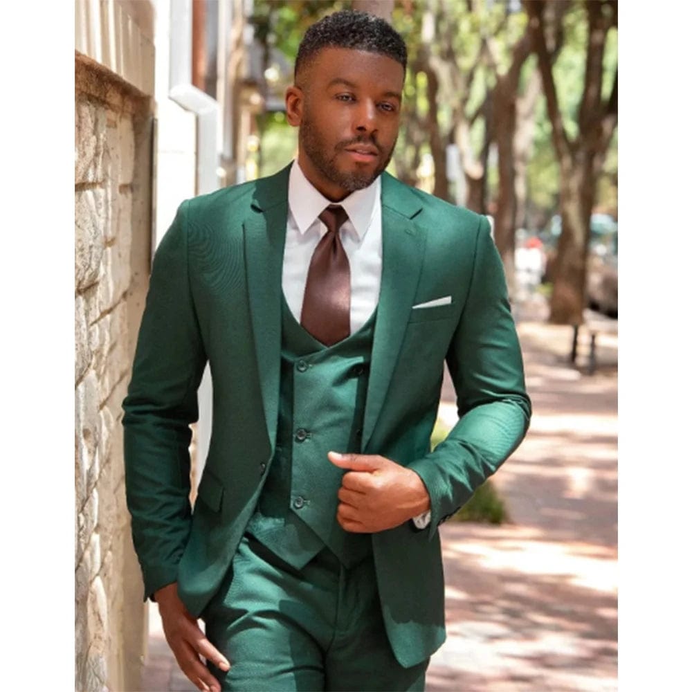 SHOWLU FASHION STORE same as photo / XXL Classic Green Men Suits Regular Fit 3 Pcs Formal Wedding Custom Made Groom Prom Dress Costume Homme terno masculino Blazer Sets