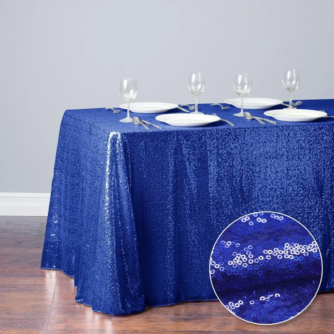  Showlu Fashion Store sapphire blue / 150x255cm-59x100in Glitter Sequin Table Cloth Rectangular Table Cover Rose Gold Tablecloth For Wedding Birthday Party Home Decoration Custom Size