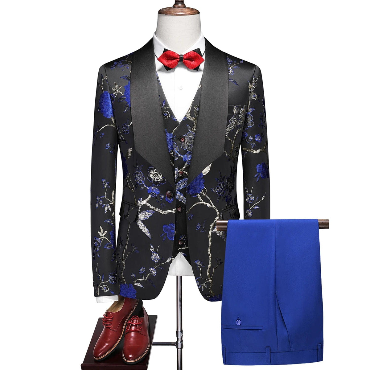 SHOWLU FASHION STORE Sapphire blue / Asian XL (EU S) ( Jacket + Trousers + Vest ) Men Luxury Wedding Suit 3 Piece Single Button Slim Fashion Dress Male Prom Party Tuxedo Sets