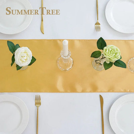  Showlu Fashion Store Satin Table Runner 2.75meters Wedding Party Supply Christmas Home Modern Coffee Dining Luxury Table Decoration 108inch