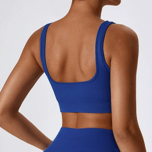  Showlu Fashion Store Seamless Backless Bra Square Collar Running Sports Yoga