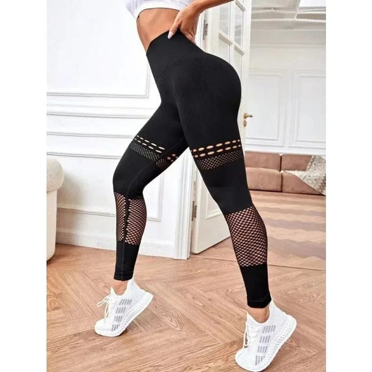  Showlu Fashion Store Seamless Butt Lift Leggings Sexy Hollow Out Leggings Women High Waist High Elastic Skinny Pants Outdoor Trainning Yoga Tights