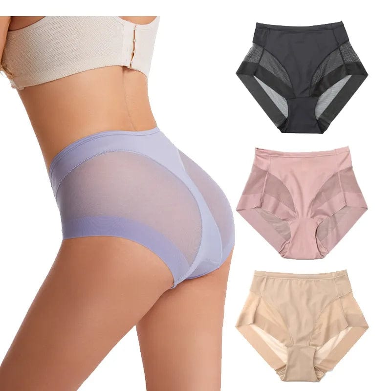  Showlu Fashion Store Seamless Panties Women High Waist Pantys Tummy Control Briefs Female Lingerie Butt Lifter Shapewear Ice Silk Invisible Underwear