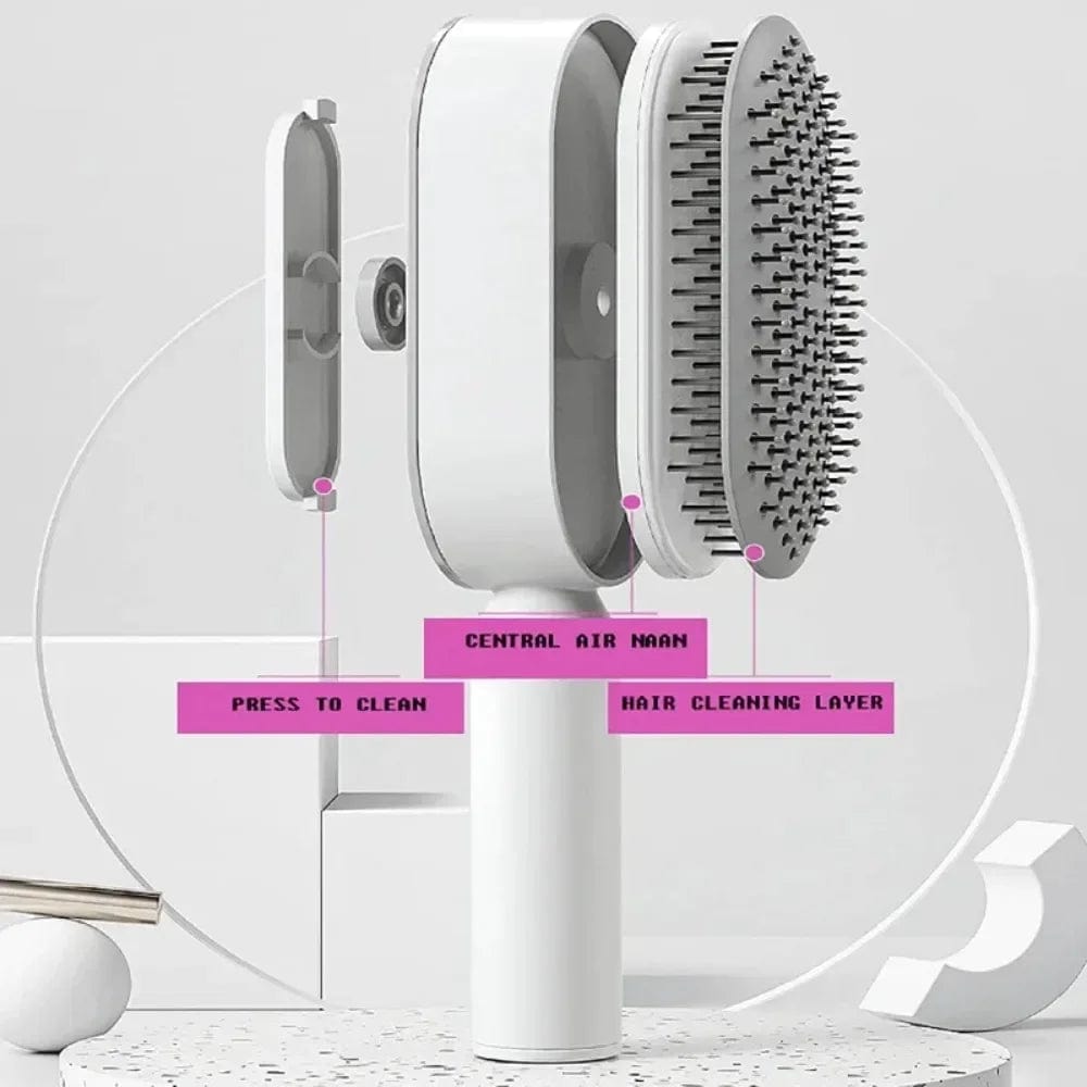  Showlu Fashion Store Self Cleaning Hair Brush 3D Air Cushion Massage Comb Airbag Massage Brush One-key Cleaning Detangling Hair Brush Styling Tools