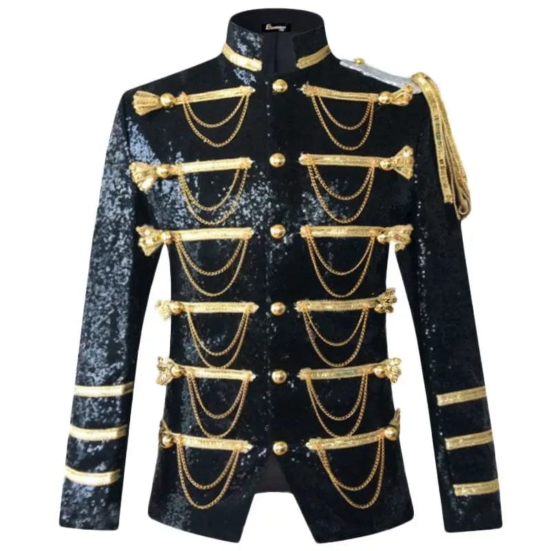 SHOWLU FASHION STORE Sequin Embellished Blazer Jacket Men Stage Party Mens Suit Jacket Military Dress Tuxedo Men Blazer Singer Show DJ Costume Homme