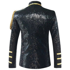 SHOWLU FASHION STORE Sequin Embellished Blazer Jacket Men Stage Party Mens Suit Jacket Military Dress Tuxedo Men Blazer Singer Show DJ Costume Homme