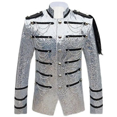 SHOWLU FASHION STORE Sequin Embellished Blazer Jacket Men Stage Party Mens Suit Jacket Military Dress Tuxedo Men Blazer Singer Show DJ Costume Homme