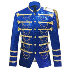 SHOWLU FASHION STORE Sequin Embellished Blazer Jacket Men Stage Party Mens Suit Jacket Military Dress Tuxedo Men Blazer Singer Show DJ Costume Homme