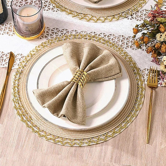  Showlu Fashion Store Set Of 6 40x40cm Table Cloth Napkins Durable Polyester Thicken Placemat Reusable for Kitchen Dining Wedding Decoration