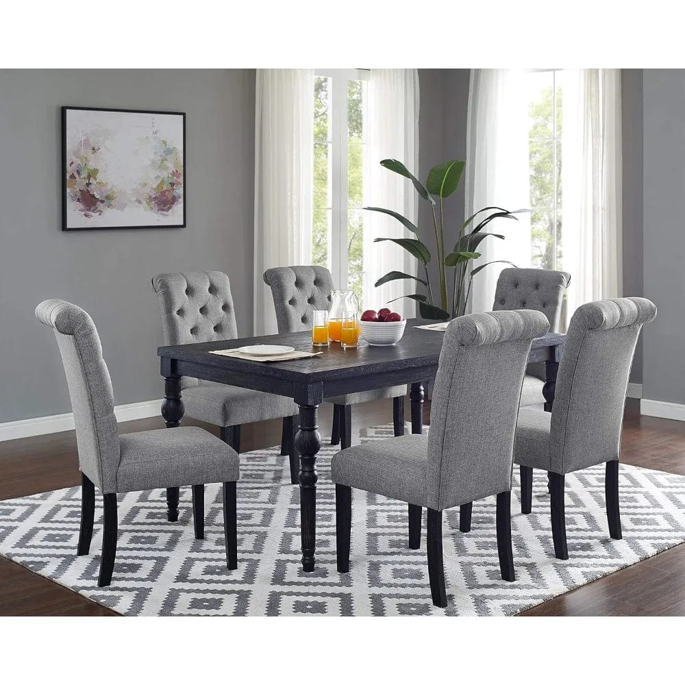 SHOWLU FASHION STORE Set of Tables and Chairs for Dining Room Set Leviton Urban Style Counter Height Dining Set: Table and 6 Chairs Chair Grey Sets