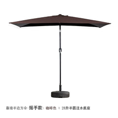  Showlu Fashion Store Shake hand/Brown + 28L half water injection base / 250x130cm(245cm high) Half Umbrella Outdoor against the Wall Hand-Waving Umbrella Side-Column Umbrella Balcony Green Plant Sunshade Coffee Shop Outdoor Sun Umbrella Flower Garden