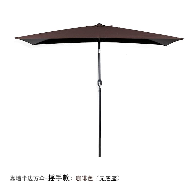  Showlu Fashion Store Shake hand/Brown (no base) / 200x100cm(High 225cm) Half Umbrella Outdoor against the Wall Hand-Waving Umbrella Side-Column Umbrella Balcony Green Plant Sunshade Coffee Shop Outdoor Sun Umbrella Flower Garden