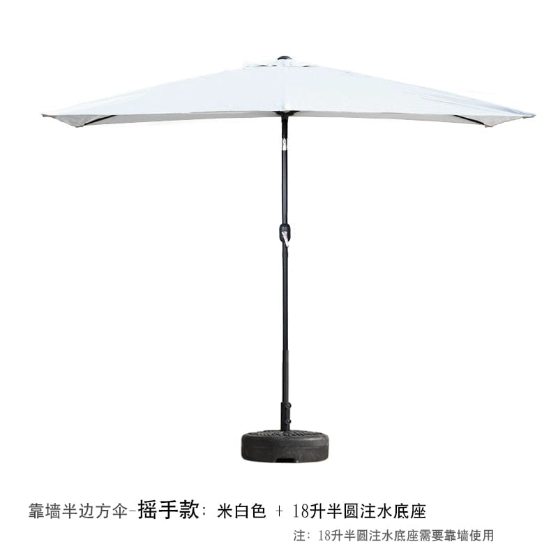  Showlu Fashion Store Shake hand/creamy-white + 18L half water injection base(Need to be against the wall) / 200x100cm(High 225cm) Half Umbrella Outdoor against the Wall Hand-Waving Umbrella Side-Column Umbrella Balcony Green Plant Sunshade Coffee Shop Outdoor Sun Umbrella Flower Garden