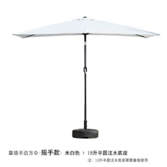  Showlu Fashion Store Shake hand/creamy-white + 18L half water injection base(Need to be against the wall) / 200x100cm(High 225cm) Half Umbrella Outdoor against the Wall Hand-Waving Umbrella Side-Column Umbrella Balcony Green Plant Sunshade Coffee Shop Outdoor Sun Umbrella Flower Garden