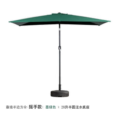  Showlu Fashion Store Shake hand/dark green + 28L half water injection base / 200x100cm(High 225cm) Half Umbrella Outdoor against the Wall Hand-Waving Umbrella Side-Column Umbrella Balcony Green Plant Sunshade Coffee Shop Outdoor Sun Umbrella Flower Garden