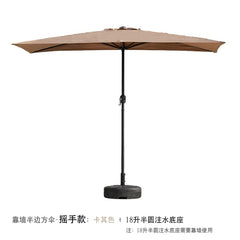  Showlu Fashion Store Shake hand/khaki + 18L half water injection base(Need to be against the wall) / 200x100cm(High 225cm) Half Umbrella Outdoor against the Wall Hand-Waving Umbrella Side-Column Umbrella Balcony Green Plant Sunshade Coffee Shop Outdoor Sun Umbrella Flower Garden