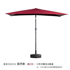  Showlu Fashion Store Shake hand/wine red + 18L half water injection base(Need to be against the wall) / 250x130cm(245cm high) Half Umbrella Outdoor against the Wall Hand-Waving Umbrella Side-Column Umbrella Balcony Green Plant Sunshade Coffee Shop Outdoor Sun Umbrella Flower Garden