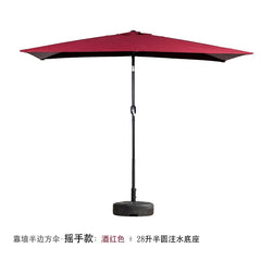  Showlu Fashion Store Shake hand/wine red + 28L half water injection base / 250x130cm(245cm high) Half Umbrella Outdoor against the Wall Hand-Waving Umbrella Side-Column Umbrella Balcony Green Plant Sunshade Coffee Shop Outdoor Sun Umbrella Flower Garden