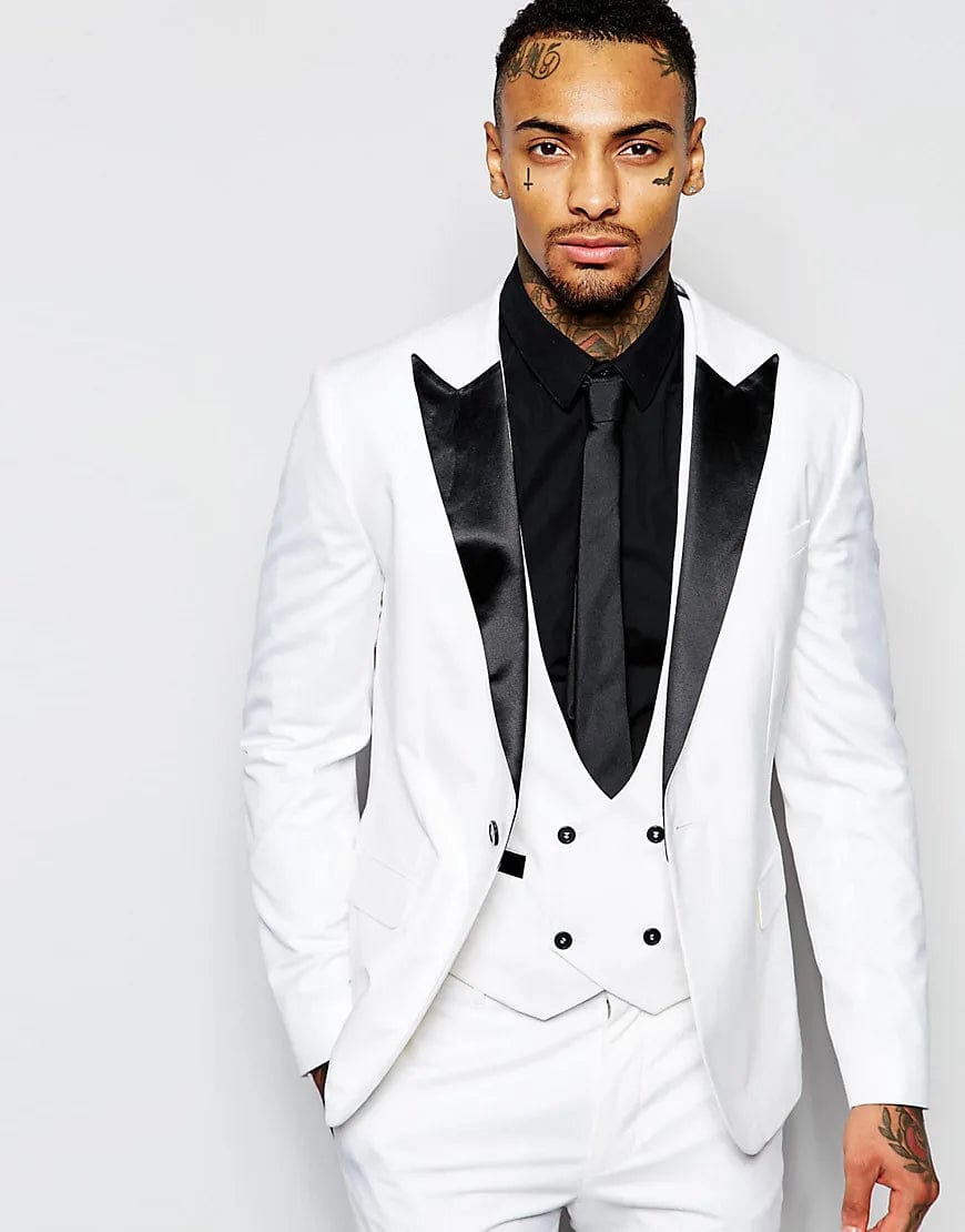 SHOWLU FASHION STORE Shiny Beige Handsome Groom Tuxedos Slim Fits Men's Evening Dress Toast Suit Party Blazer Clothes (Jacket+Pants+Vest+Tie) NO:091