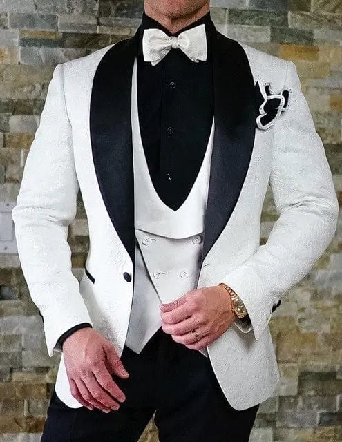 SHOWLU FASHION STORE Shiny Beige Handsome Groom Tuxedos Slim Fits Men's Evening Dress Toast Suit Party Blazer Clothes (Jacket+Pants+Vest+Tie) NO:091