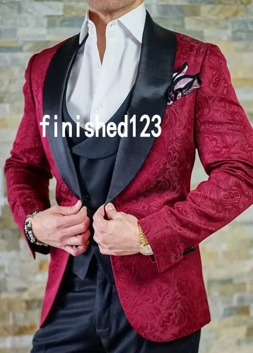 SHOWLU FASHION STORE Shiny Beige Handsome Groom Tuxedos Slim Fits Men's Evening Dress Toast Suit Party Blazer Clothes (Jacket+Pants+Vest+Tie) NO:091