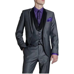 SHOWLU FASHION STORE Shiny Beige Handsome Groom Tuxedos Slim Fits Men's Evening Dress Toast Suit Party Blazer Clothes (Jacket+Pants+Vest+Tie) NO:091