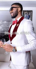 SHOWLU FASHION STORE Shiny Beige Handsome Groom Tuxedos Slim Fits Men's Evening Dress Toast Suit Party Blazer Clothes (Jacket+Pants+Vest+Tie) NO:091