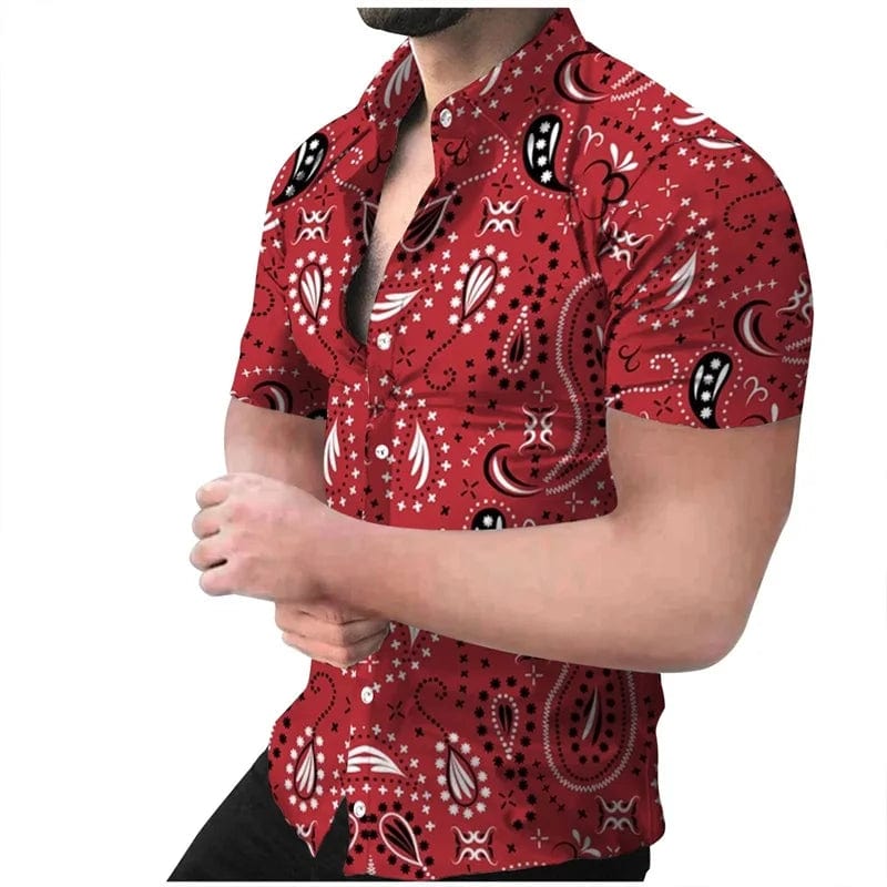 SHOWLU FASHION STORE Shirts-PZM19823 / XXL Men's Beach Dress Shirt 3D Print Summer Button Down Palmshadow Floral Short Sleeve Shirt Casual Slim Fit Party Hawaiian Shirts