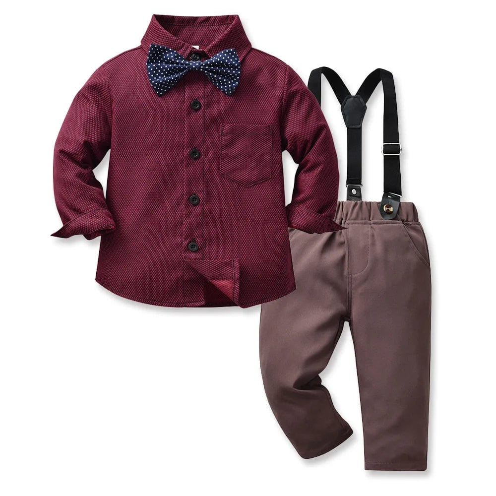  Showlu Fashion Store Shirts set / CHINA / 6-12M Kabeier Baby Boys Gentleman Outfit Suit Sets Toddler Shirt with Bowtie Infant Autumn Suspender Trousers Sets