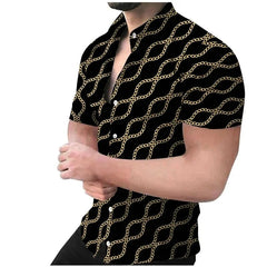 SHOWLU FASHION STORE Shirts-YSY08731 / 3XL Luxury Pattern Hawalian Shirt Men Chain Snake Skin 3D Printed Aloha Shirts Casual Short Sleeve Vacation Beachwear Lapel Blouses