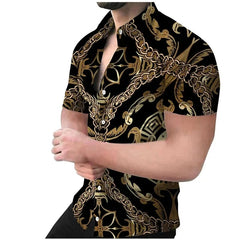 SHOWLU FASHION STORE Shirts-YSY08732 / XS Luxury Pattern Hawalian Shirt Men Chain Snake Skin 3D Printed Aloha Shirts Casual Short Sleeve Vacation Beachwear Lapel Blouses