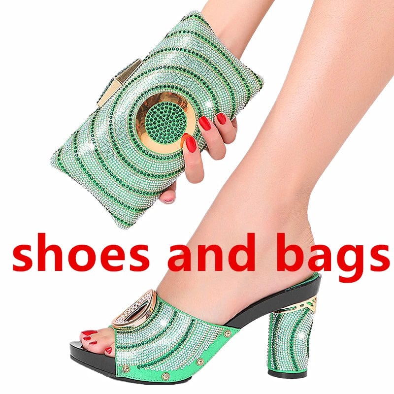  Showlu Fashion Store shoes and bags 3 / 43 New Design Shoes Matching Bag Suits With Rhinestones Wedding New Italian Shoes Summer Sexy Beautiful Ladies Heel Slippers