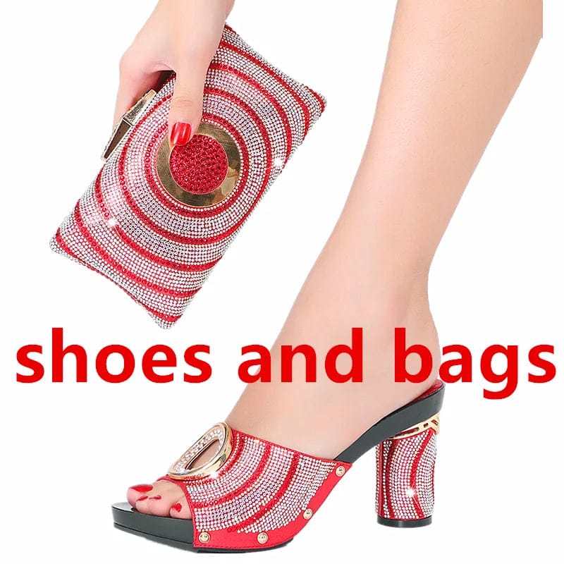  Showlu Fashion Store shoes and bags / 39 New Design Shoes Matching Bag Suits With Rhinestones Wedding New Italian Shoes Summer Sexy Beautiful Ladies Heel Slippers