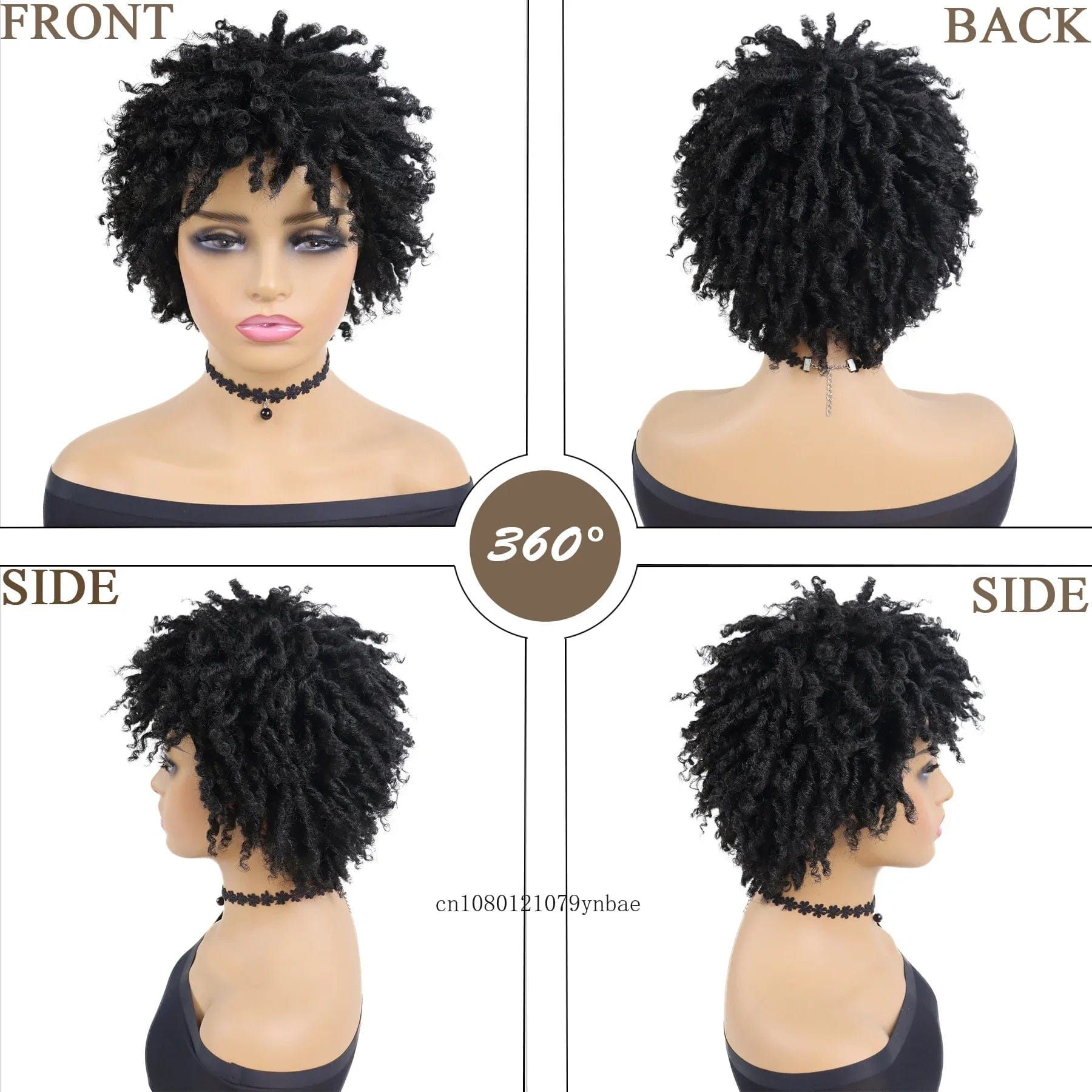 SHOWLU FASHION STORE Short Black Afro Curly Synthetic Wig for Women Dreadlocks Crochet Braids Wigs African Style Heat Resistant Daily Party Costume