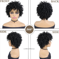 SHOWLU FASHION STORE Short Black Afro Curly Synthetic Wig for Women Dreadlocks Crochet Braids Wigs African Style Heat Resistant Daily Party Costume