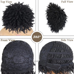 SHOWLU FASHION STORE Short Black Afro Curly Synthetic Wig for Women Dreadlocks Crochet Braids Wigs African Style Heat Resistant Daily Party Costume