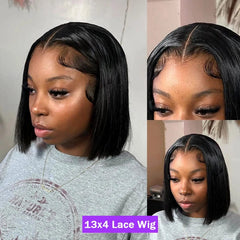 SHOWLU FASHION STORE Short Bob Lace Brazilian Straight Wig 13x4 4x4 Lace Bob Lace Human Hair Wigs Remy Lace Front Wigs for Black Women Pre Plucked