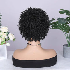 SHOWLU FASHION STORE Short Dreadlock Wig Synthetic Hair Black Wigs for Black Women And Men Pixie Cut Wig Faux Locs Heat Resisatnt Fiber Daily Use