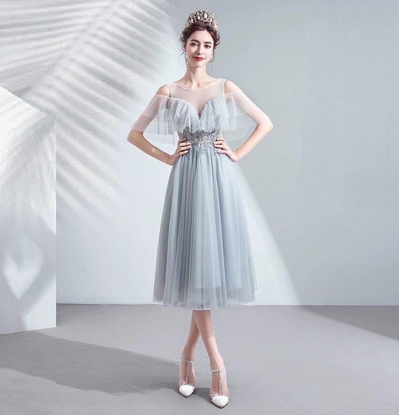  Showlu Fashion Store Short Gray Dinner Birthday Party Dress Performance