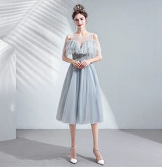  Showlu Fashion Store Short Gray Dinner Birthday Party Dress Performance