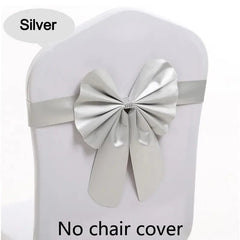 Showlu Fashion Store Silver / 10 pcs 10pcs/lot Burgundy PPC Chair Sashes Weddin Decoration With Elastic Chair Ribbon Bows Spandex Royal Blue For Party Hotel