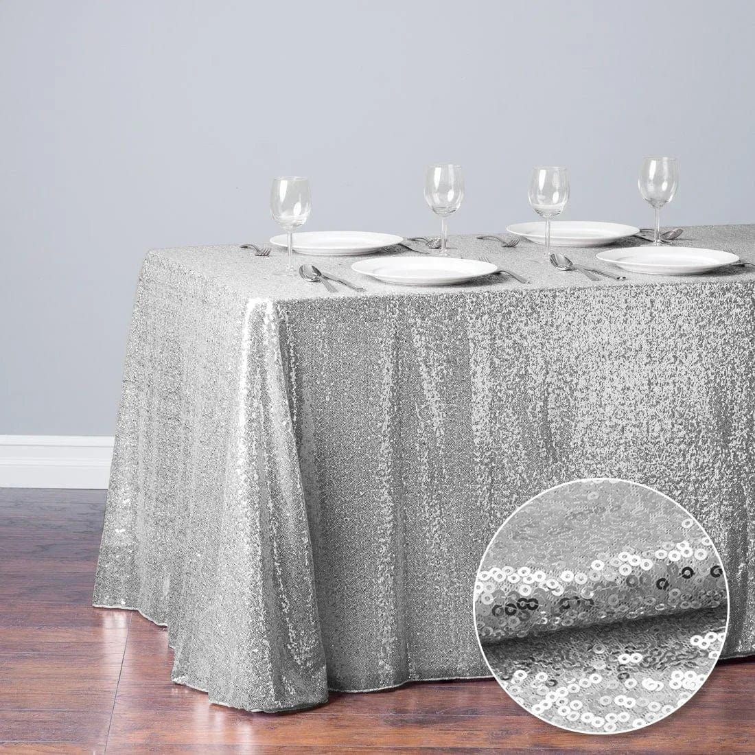  Showlu Fashion Store Silver / 120x400cm-47x157in Glitter Sequin Table Cloth Rectangular Table Cover Rose Gold Tablecloth For Wedding Birthday Party Home Decoration Custom Size