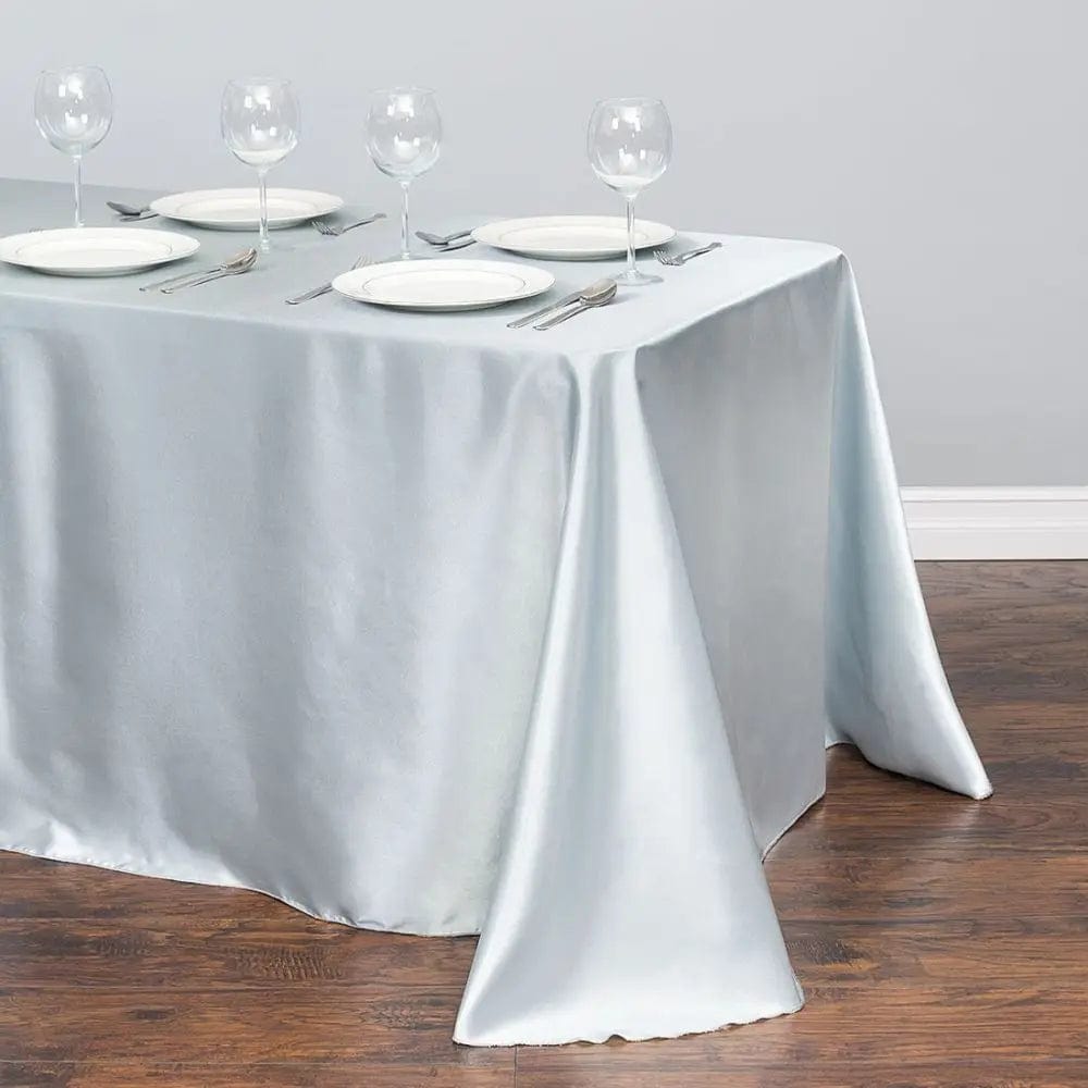  Showlu Fashion Store SIlver / 228x396cm-90x156inch Rectangular Table Cloth Satin Cloth Square Table Cloth suitable for buffet table party holiday dinner wedding banquet decoration