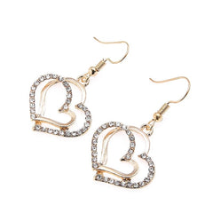 Showlu Fashion Store silver 3 Pcs Set Heart Shaped Jewelry Set Of Earrings Pendant Necklace For Women Exquisite Fashion Rhinestone Double Heart Jewelry Set