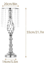 Showlu Fashion Store Silver 55 cm high 10 Pcs Gold Vase for Wedding Centerpieces  Table Decorations with Chandelier Crystals,  Flower Vase, Wedding Metal Flower Stand