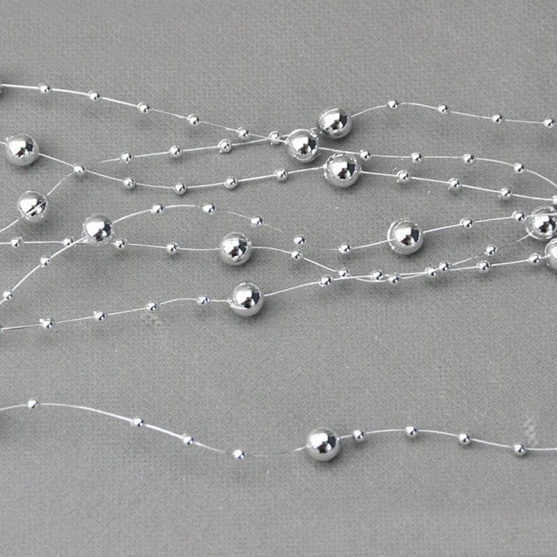 Showlu Fashion Store Silver 5m Garland Artificial Pearl Beads Chain Wedding Decoration Table Centerpiece Supplies Bride Bouquet  DIY Hair Accessories Flower