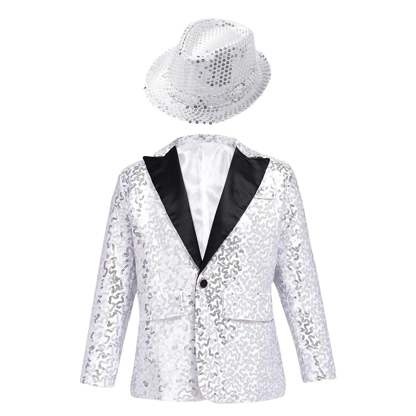  Showlu Fashion Store Silver A / 10 Kids Boys Stylish Sequins Suit Lapel One Button Jacket Coat Wedding Banquet Party Modern Jazz Dancing Performance Blazer Tuxedo