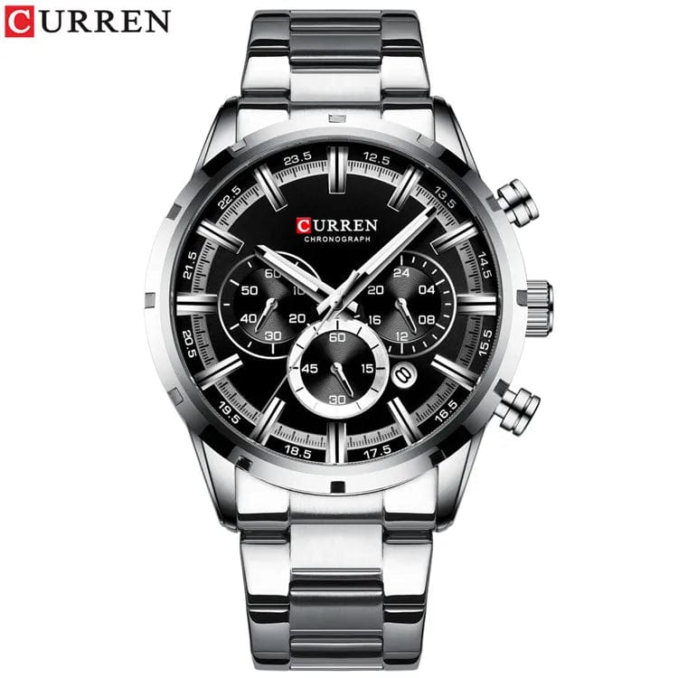 SHOWLU FASHION STORE Silver black / CHINA Curren Men's Watch Blue Dial Stainless Steel Band Date Mens Business Male Watches Waterproof Luxuries Men Wrist Watches for Men